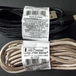 2 pack- 10 ft USB-C type charger